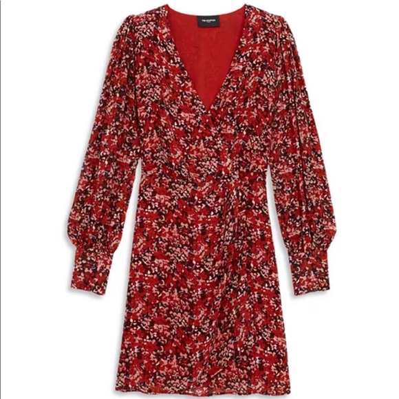 THE KOOPLES FLOWING RED DRESS WITH FLORAL MOTIF SIZE 2 EU OR SIZE 6/8 US - Picture 1 of 8
